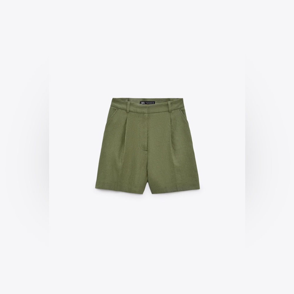Zara High Rise Linen Blend Shorts
